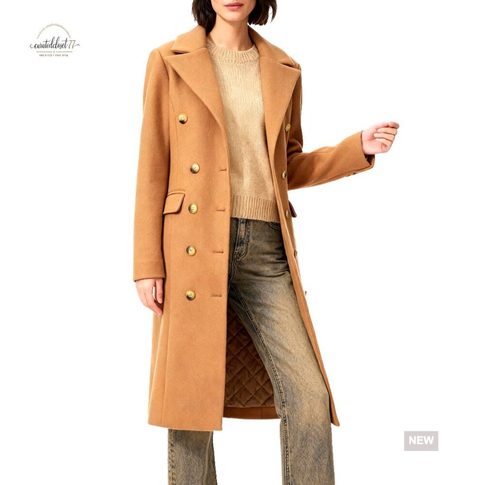 Classic Notch Lapel Peacoat Double-Breasted Long Sleeve Overcoat Wool Style